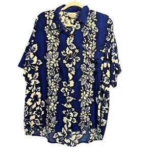 Hawaiian Shirt Mens Button Up Size 2XL Santa Monica Leisure CA Short Sleeve XXL